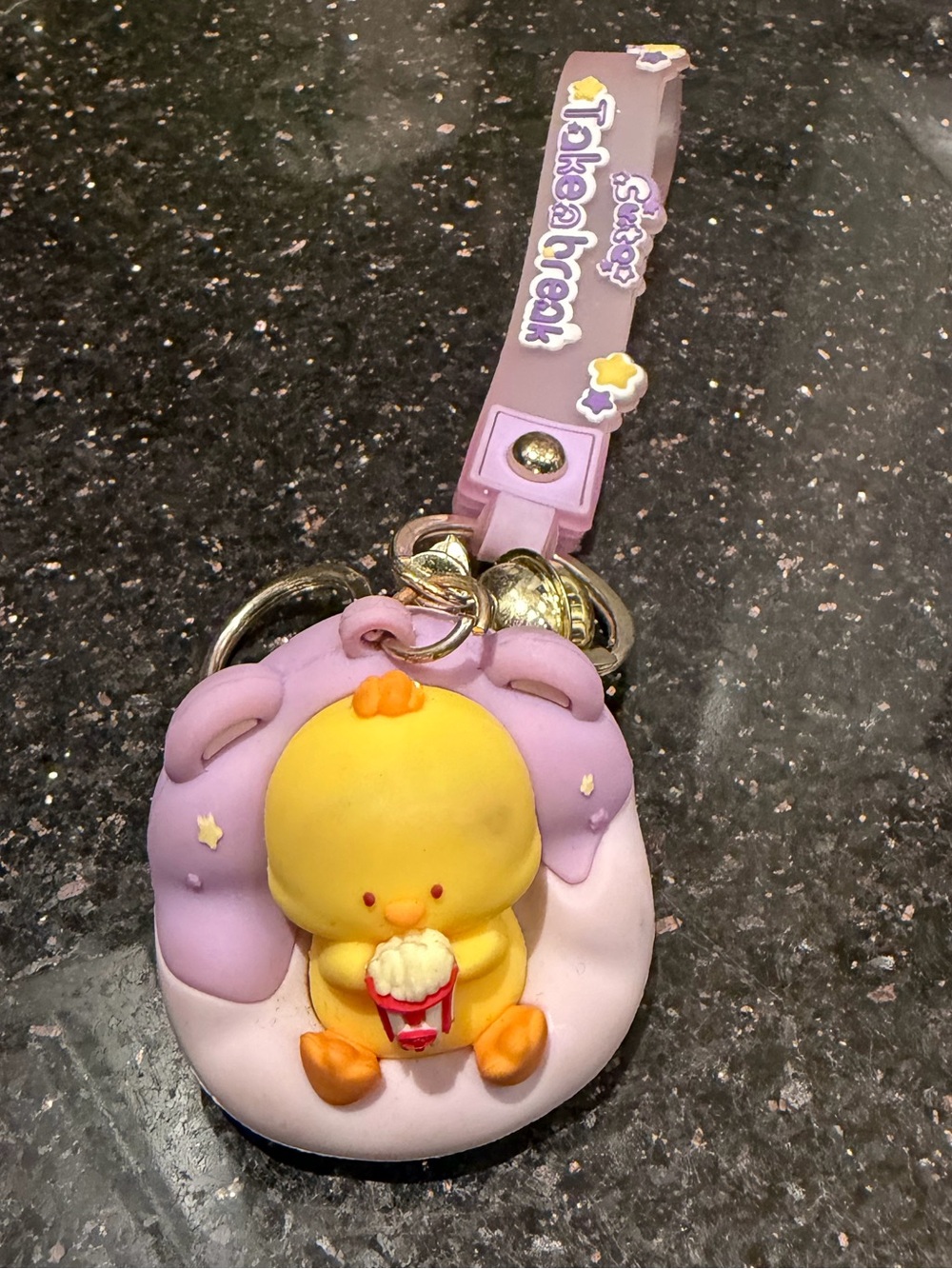 Take a Break Relaxing Chick Rubber Keychain